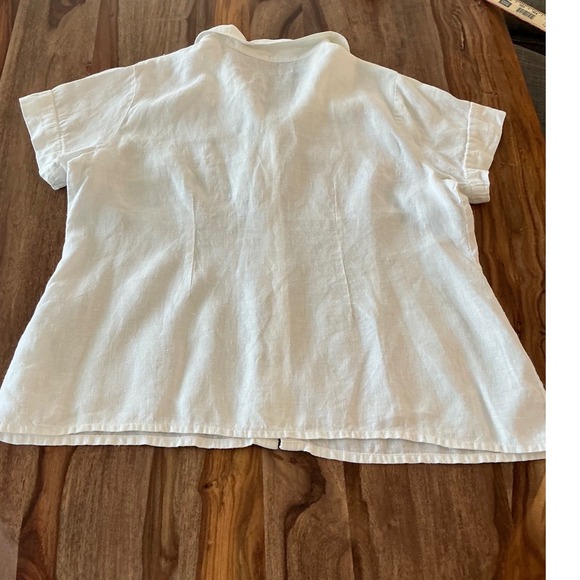 Flax Womens 100% Linen Short Sleeve Button Down Shirt White Size M Lithuania - Picture 6 of 8